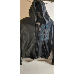 discontinued vintage Y2K graphic hoodie CHALC thermal-lined Sz M Gothic Grunge.